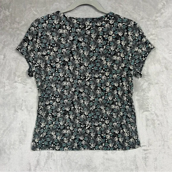 Worthington Y2K Floral V Neck Babydoll Short Sleeve Blouse Sz L Petite - Picture 3 of 5
